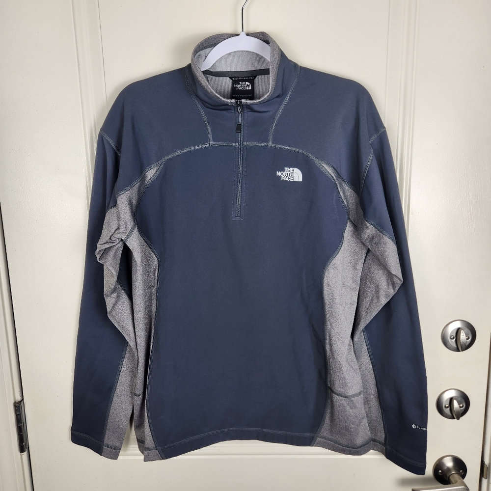 The North Face Men's 1/4 Zip Pullover Sweater Gray Long Sleeve FlashDry Size M